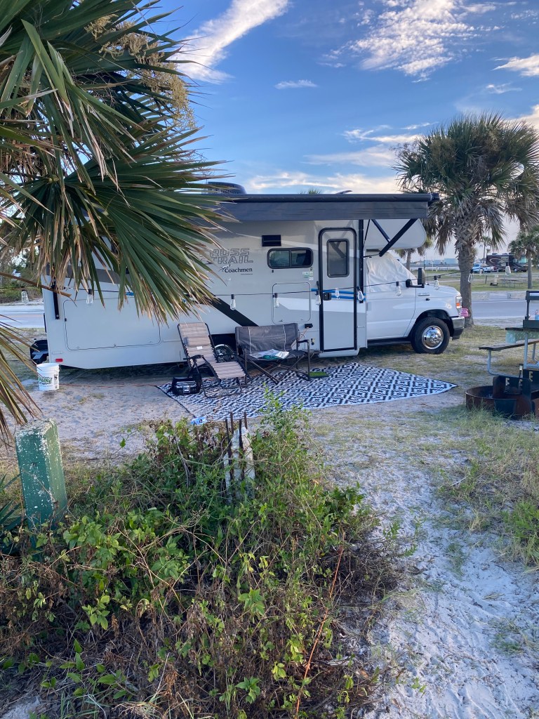 Parking your RV on the beach is really satisfying.