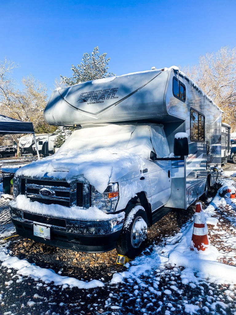 Snow covering our RV.