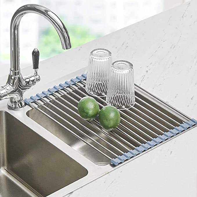 You can dry dishes on this rack over top of a sink. 