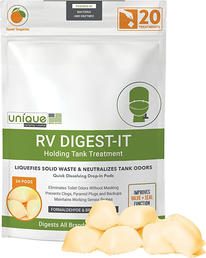 Holding tank cleaning pods help remove gunk from your black tank so that it continues to drain properly.