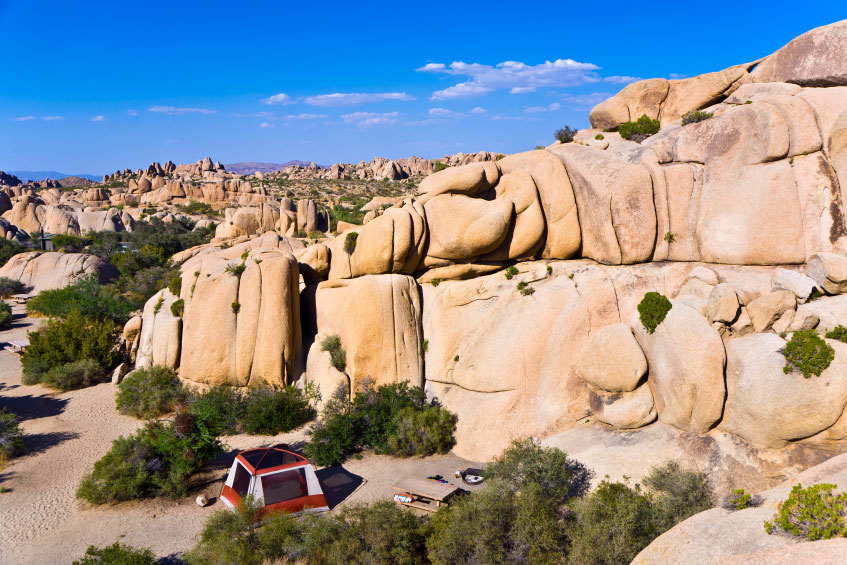 A tent at Joshua Tree National Park.